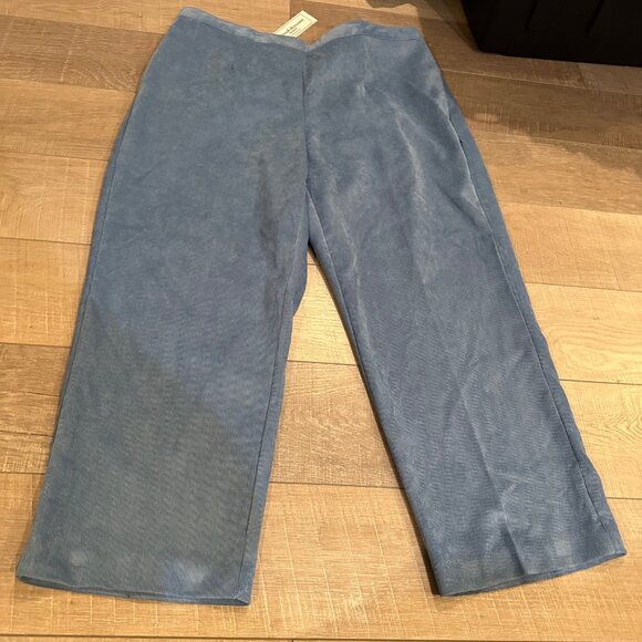 ALFRED DUNNER WOMENS 20W BLUE CORDUROY PULL ON PANTS CLASSIC FIT COMFORT - Picture 2 of 10